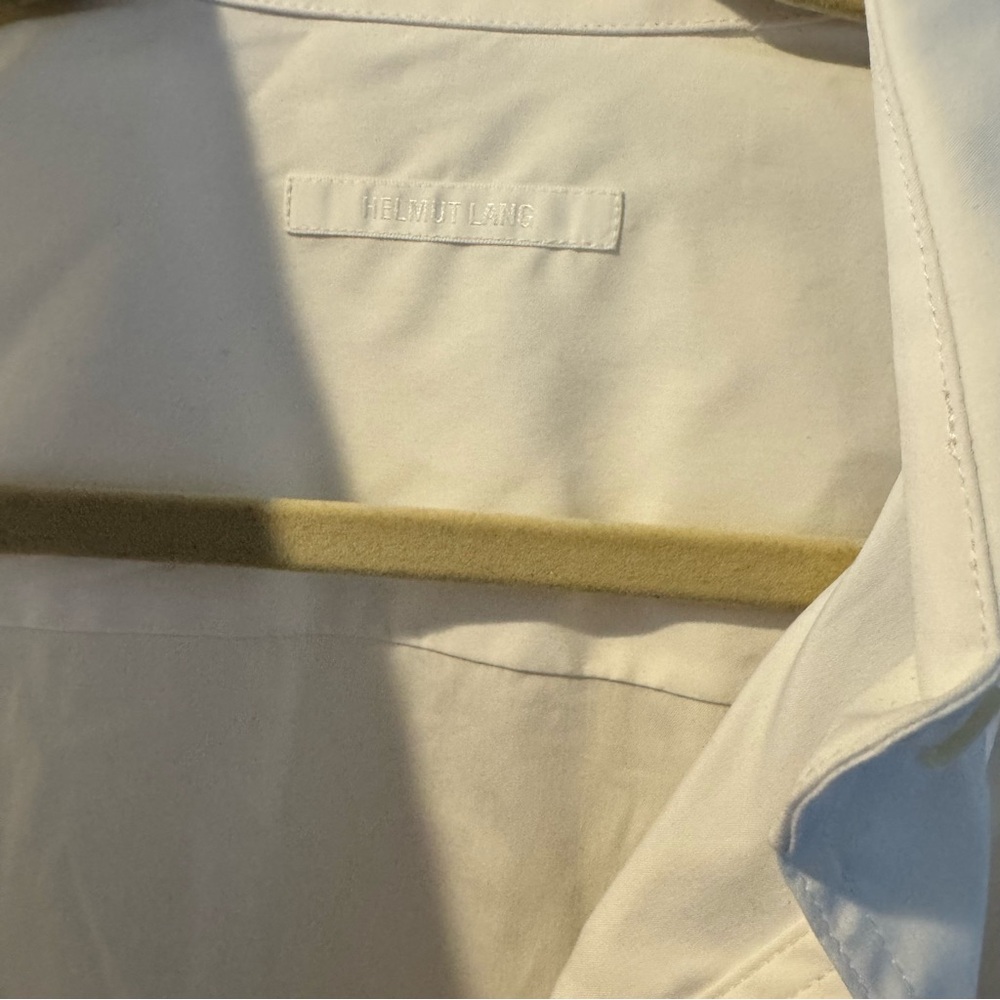 Helmut Lang Gathered Button-Front Long Sleeve Knot White Shirt | S - Picture 4 of 8